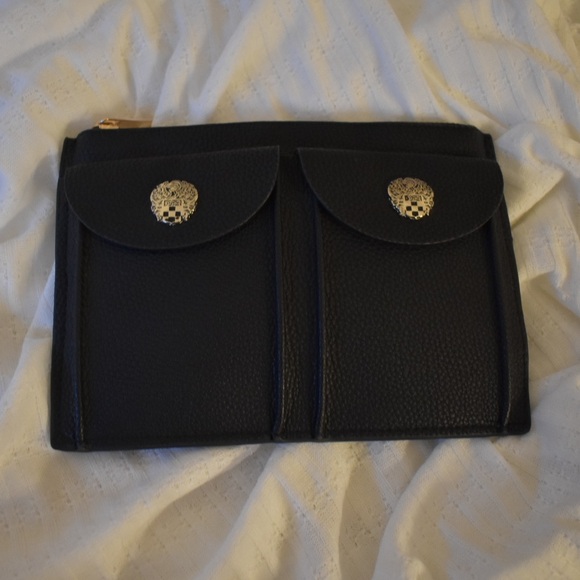 Vince Camuto Black Belt with Gold Accents - Picture 1 of 4
